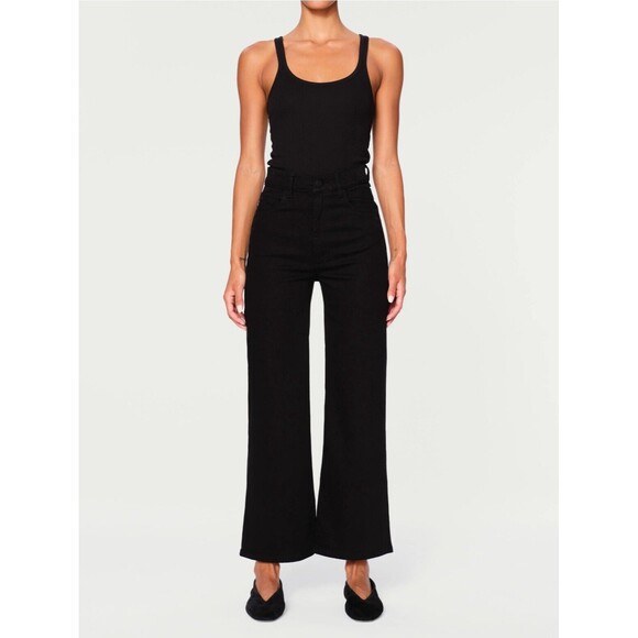 DL1961 Denim - DL1961 x Marianna Hewitt Hepburn High Rise Wide Leg Jeans Black 28